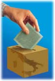 Logo elezioni con urna elettorale