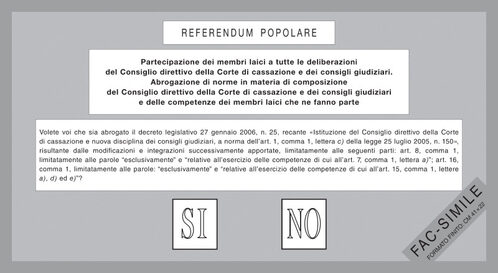 Fac-Simile della SCHEDA di colore GRIGIO per il referendum abrogativo n. 4 - parte INTERNA